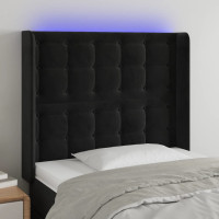 Produktbild för Sänggavel LED svart 83x16x118/128 cm sammet