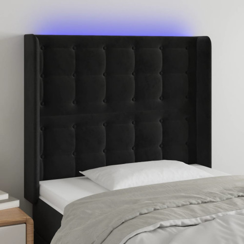 vidaXL Sänggavel LED svart 83x16x118/128 cm sammet