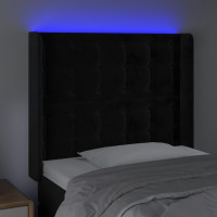 Produktbild för Sänggavel LED svart 83x16x118/128 cm sammet