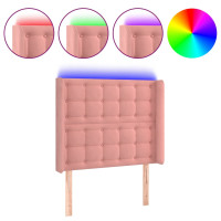 Produktbild för Sänggavel LED rosa 103x16x118/128 cm sammet