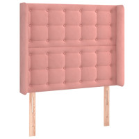 Produktbild för Sänggavel LED rosa 103x16x118/128 cm sammet