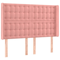 Produktbild för Sänggavel LED rosa 147x16x118/128 cm sammet