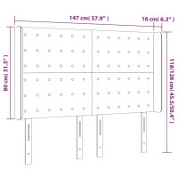 Produktbild för Sänggavel LED rosa 147x16x118/128 cm sammet