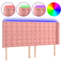 Produktbild för Sänggavel LED rosa 163x16x118/128 cm sammet