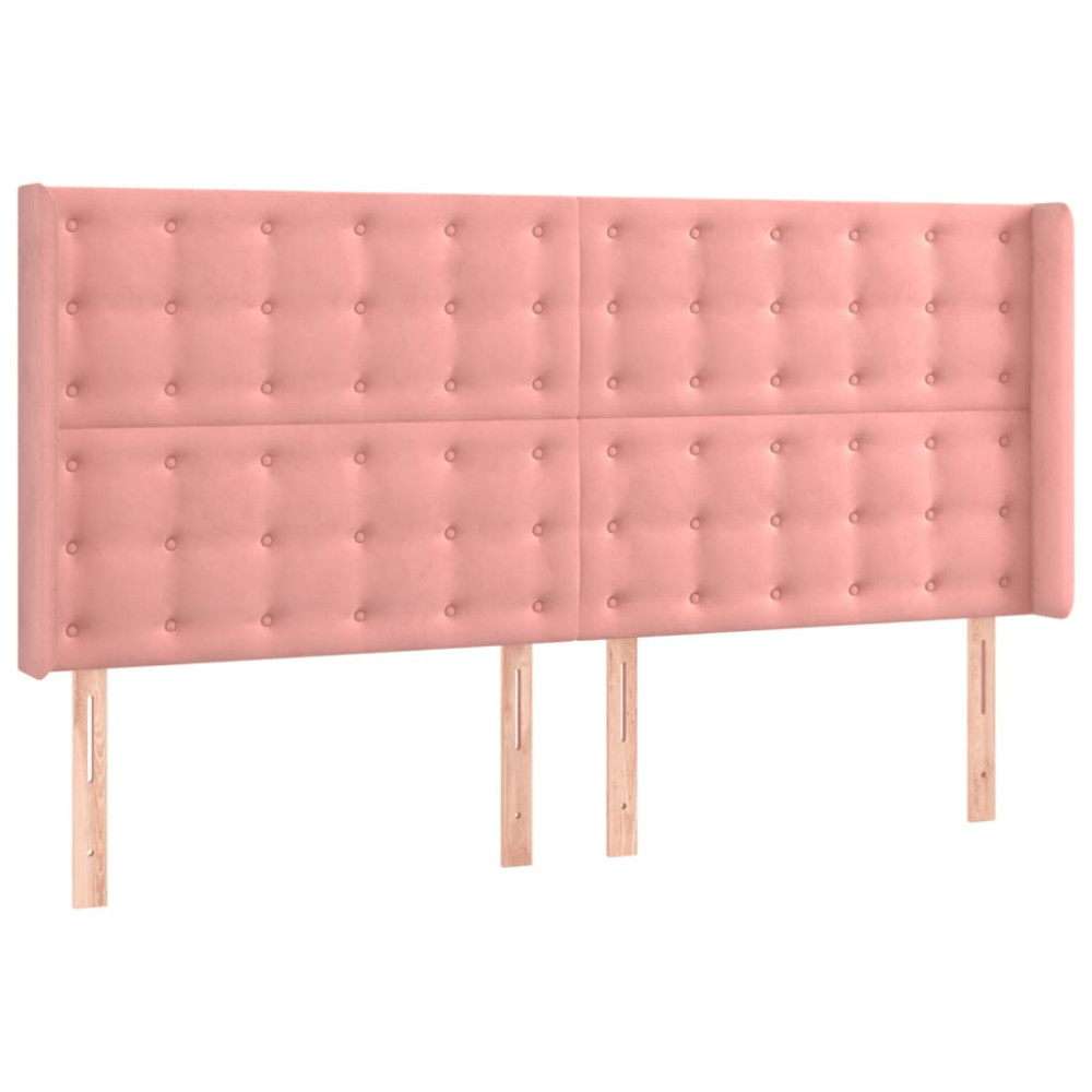 Produktbild för Sänggavel LED rosa 163x16x118/128 cm sammet