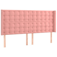 Produktbild för Sänggavel LED rosa 163x16x118/128 cm sammet