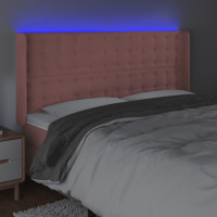 Produktbild för Sänggavel LED rosa 163x16x118/128 cm sammet