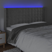 Produktbild för Sänggavel LED ljusgrå 183x16x118/128 cm sammet