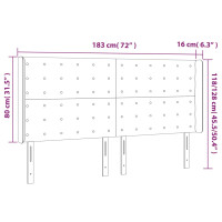 Produktbild för Sänggavel LED ljusgrå 183x16x118/128 cm sammet