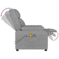 Produktbild för Elektrisk massagefåtölj ljusgrå tyg