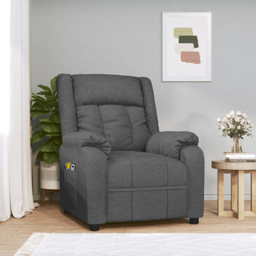 vidaXL Elektrisk massagefåtölj mörkgrå tyg