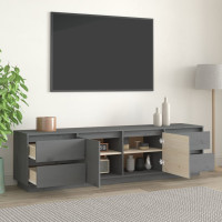 Produktbild för Tv-bänk grå 176x37x47,5 cm massiv furu