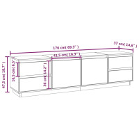 Produktbild för Tv-bänk grå 176x37x47,5 cm massiv furu