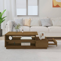 Produktbild för Soffbord honungsbrun 120x50x40,5 cm massiv furu