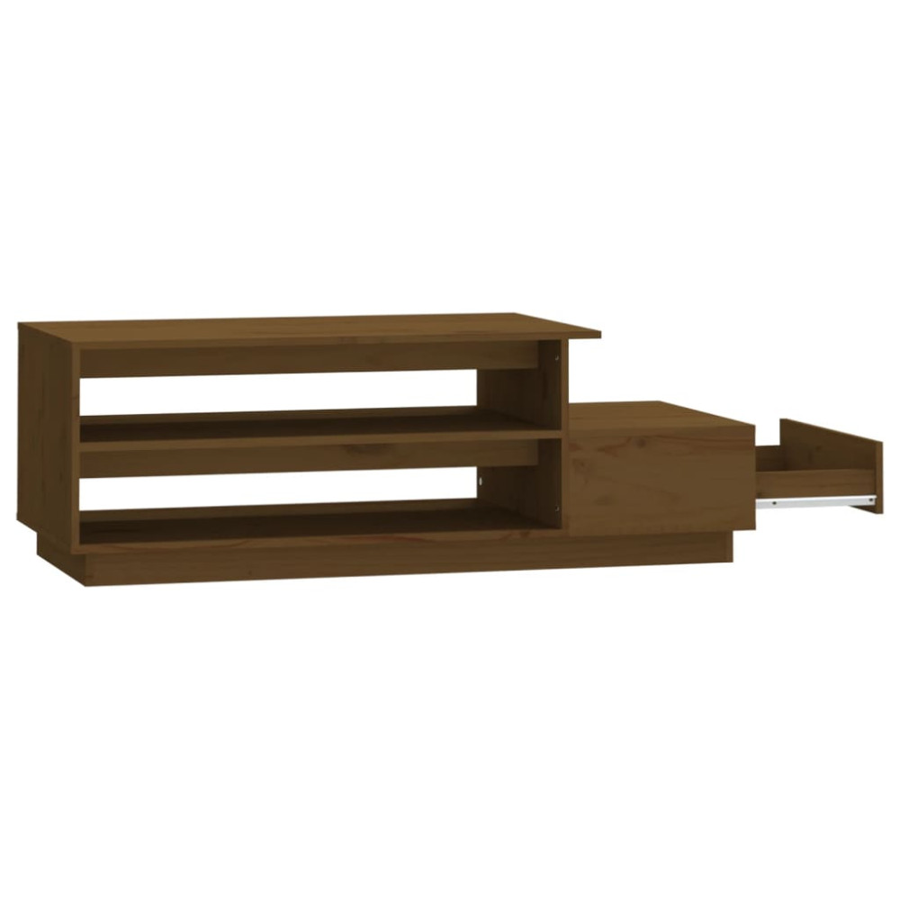 Produktbild för Soffbord honungsbrun 120x50x40,5 cm massiv furu