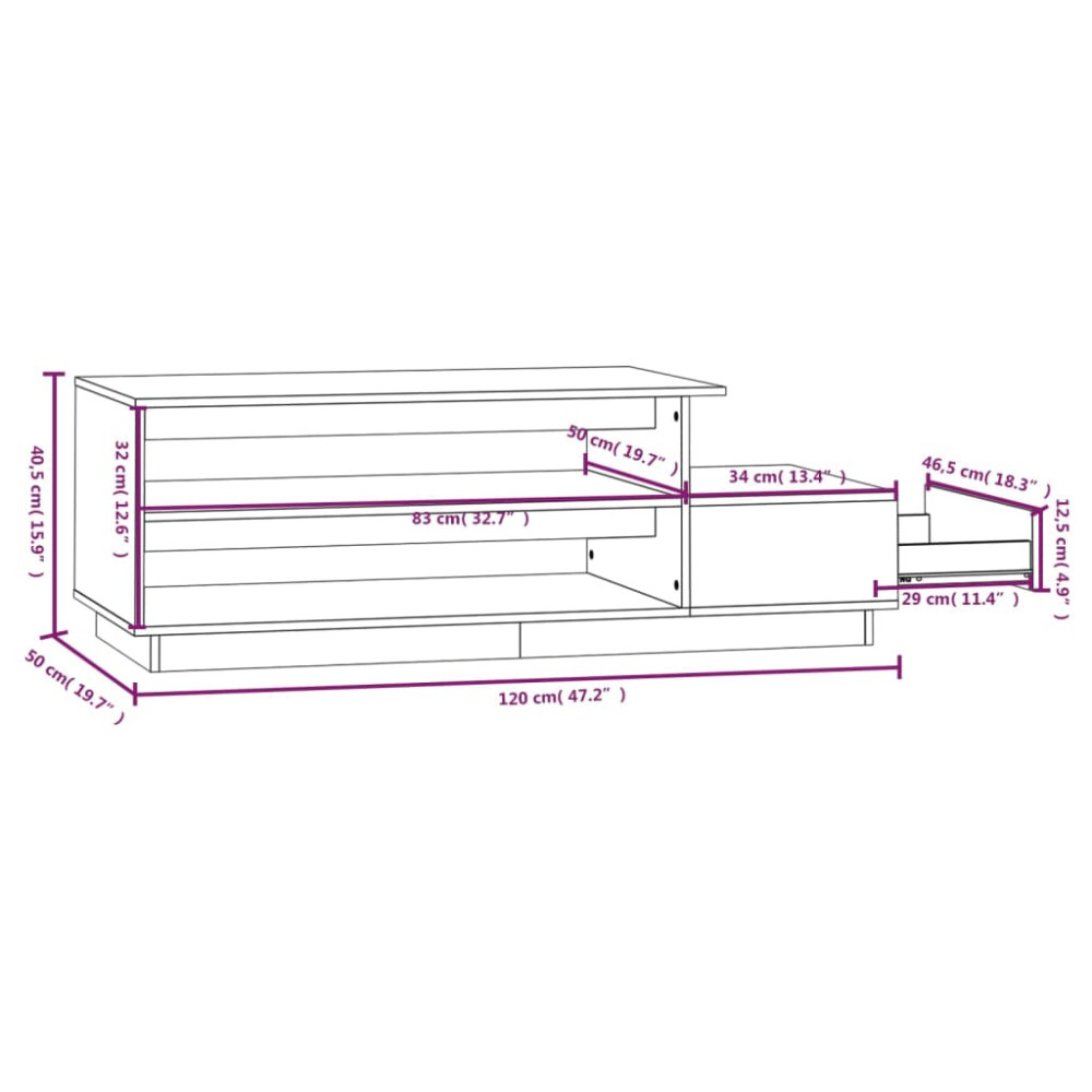 Produktbild för Soffbord honungsbrun 120x50x40,5 cm massiv furu