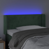 Produktbild för Sänggavel LED mörkgrön 103x16x78/88 cm sammet