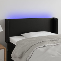 Produktbild för Sänggavel LED svart 83x16x78/88 cm konstläder