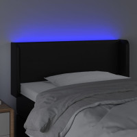 Produktbild för Sänggavel LED svart 83x16x78/88 cm konstläder