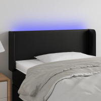 Produktbild för Sänggavel LED svart 93x16x78/88 cm konstläder