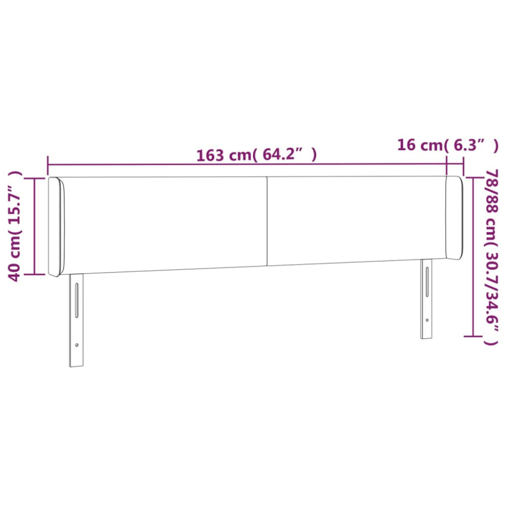 Produktbild för Sänggavel LED grå 163x16x78/88 cm konstläder