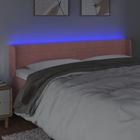 Produktbild för Sänggavel LED rosa 203x16x78/88 cm sammet