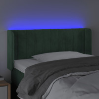 Produktbild för Sänggavel LED mörkgrön 103x16x78/88 cm sammet