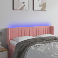 Produktbild för Sänggavel LED rosa 147x16x78/88 cm sammet