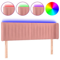 Produktbild för Sänggavel LED rosa 147x16x78/88 cm sammet