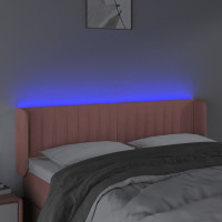 Produktbild för Sänggavel LED rosa 147x16x78/88 cm sammet