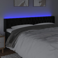 Produktbild för Sänggavel LED svart 203x16x78/88 cm sammet