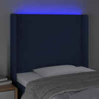 Produktbild för Sänggavel LED blå 83x16x118/128 cm tyg