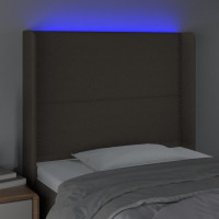 Produktbild för Sänggavel LED taupe 93x16x118/128 cm tyg