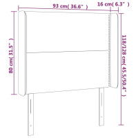 Produktbild för Sänggavel LED taupe 93x16x118/128 cm tyg