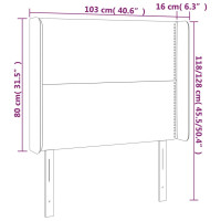 Produktbild för Sänggavel LED ljusgrå 103x16x118/128 cm tyg
