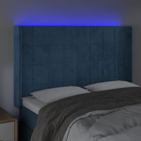 Produktbild för Sänggavel LED blå 147x16x118/128 cm sammet