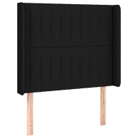 Produktbild för Sänggavel LED svart 93x16x118/128 cm tyg