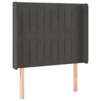 Produktbild för Sänggavel LED mörkgrå 83x16x118/128 cm sammet