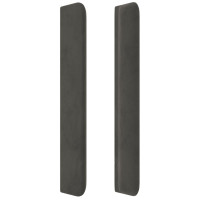 Produktbild för Sänggavel LED mörkgrå 83x16x118/128 cm sammet