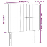 Produktbild för Sänggavel LED mörkgrå 83x16x118/128 cm sammet