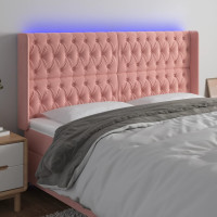 Produktbild för Sänggavel LED grön 183x16x118/128 cm sammet