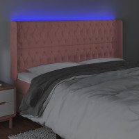 Produktbild för Sänggavel LED grön 183x16x118/128 cm sammet