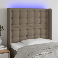 Produktbild för Sänggavel LED taupe 93x16x118/128 cm tyg