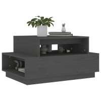 Produktbild för Soffbord grå 80x55x40,5 cm massivt furu