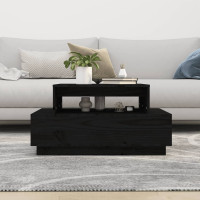 Produktbild för Soffbord svart 80x55x40,5 cm massiv furu