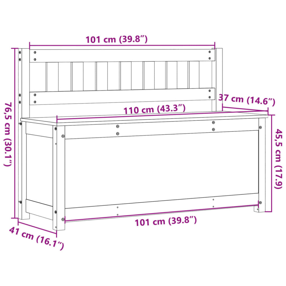 Produktbild för Bänk vit 110x41x76,5 cm massiv furu