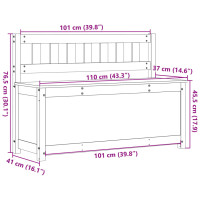 Produktbild för Bänk vit 110x41x76,5 cm massiv furu