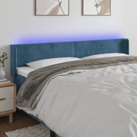 Produktbild för Sänggavel LED mörkblå 163x16x78/88 cm sammet