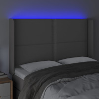 Produktbild för Sänggavel LED grå 147x16x118/128 cm konstläder