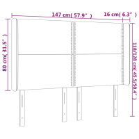 Produktbild för Sänggavel LED grå 147x16x118/128 cm konstläder